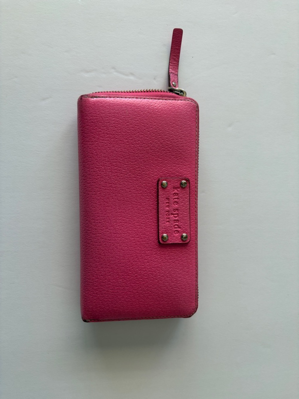 Kate Spade Hot Pink Zip-Around Leather Wallet